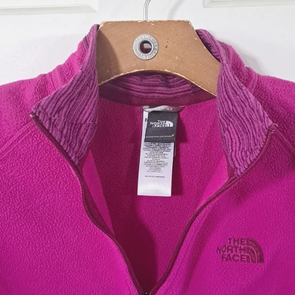 The North Face Hot Pink Fleece Quarter Zip Pullover Jacket Tall Activewear Cozy - Picture 3 of 10